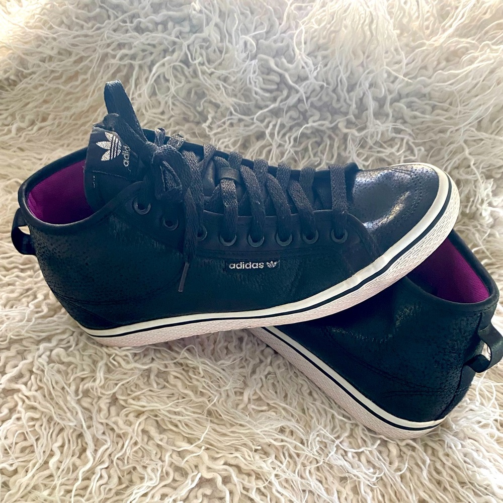 Adidas Honey Heel Wedges Black & White/ Pink Soles